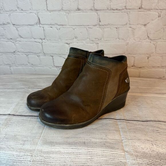 Keen Brown Wedge Ankle Boots - Picture 1 of 9
